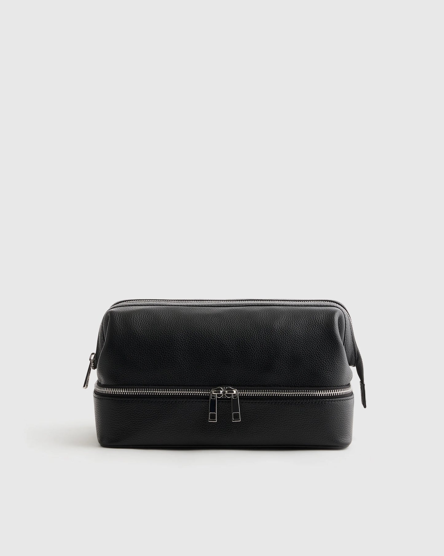 Italian Leather Dual Compartment Toiletry Bag - One Size / Ruby Red