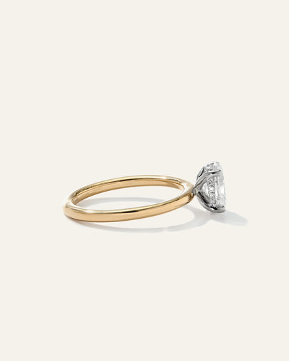 Lab Grown Diamond Oval Petite Hidden Halo Engagement Ring - 1ct - 4 / Yellow Gold