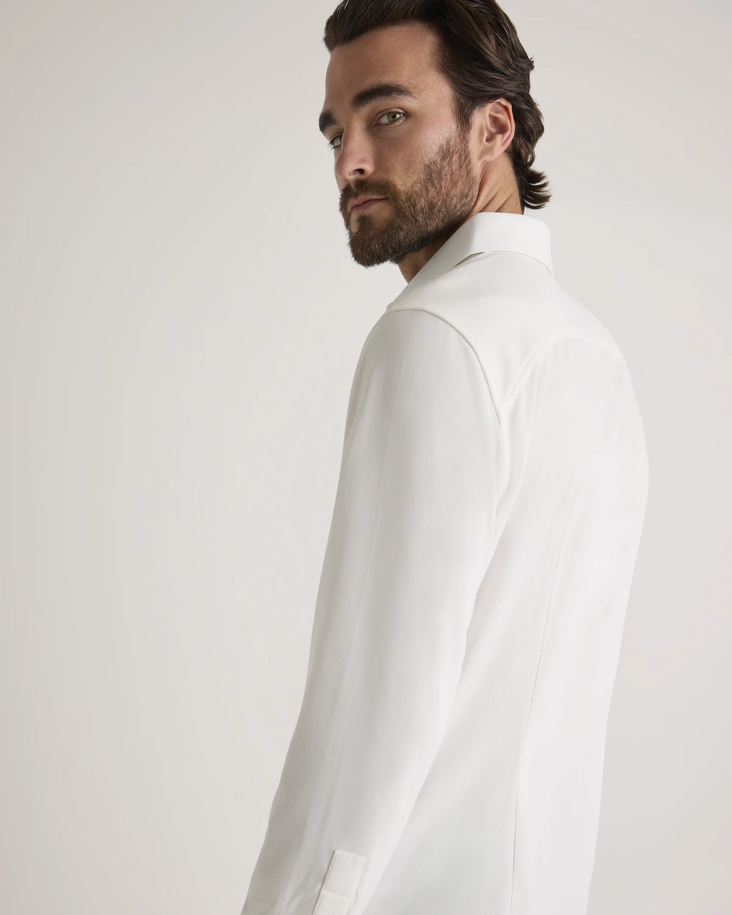 Commuter Stretch Pique Long Sleeve Button Down - XS / Dark Coal