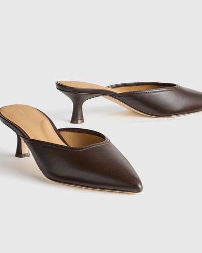 Italian Leather 55mm Kitten Heel Mule - 5 / Black