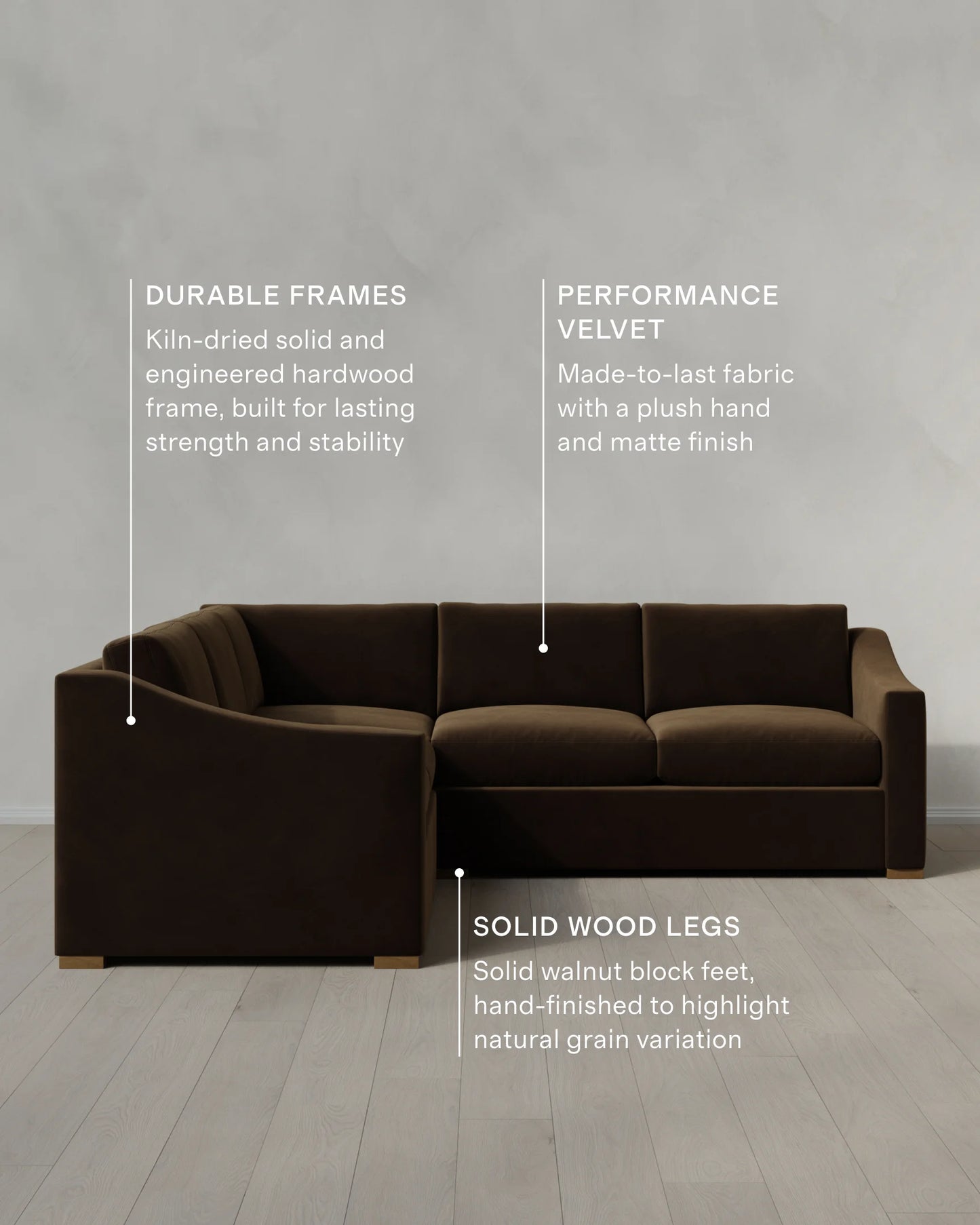 Hollis Slope Arm L Sectional in Performance Velvet - 110x110 / Gunmetal