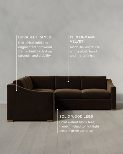 Hollis Slope Arm L Sectional in Performance Velvet - 110x110 / Gunmetal