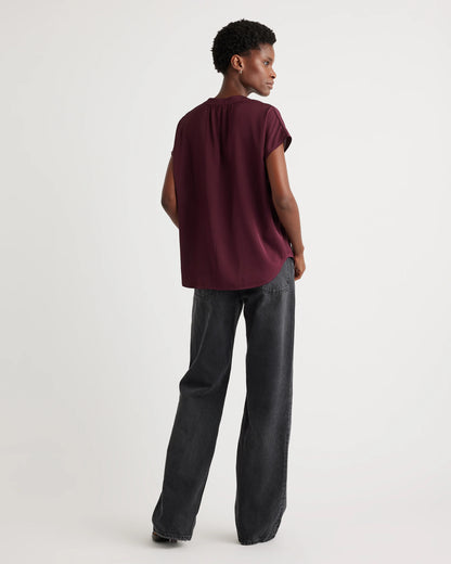 Washable Stretch Silk Dolman Sleeve Blouse - XS / Forest Green