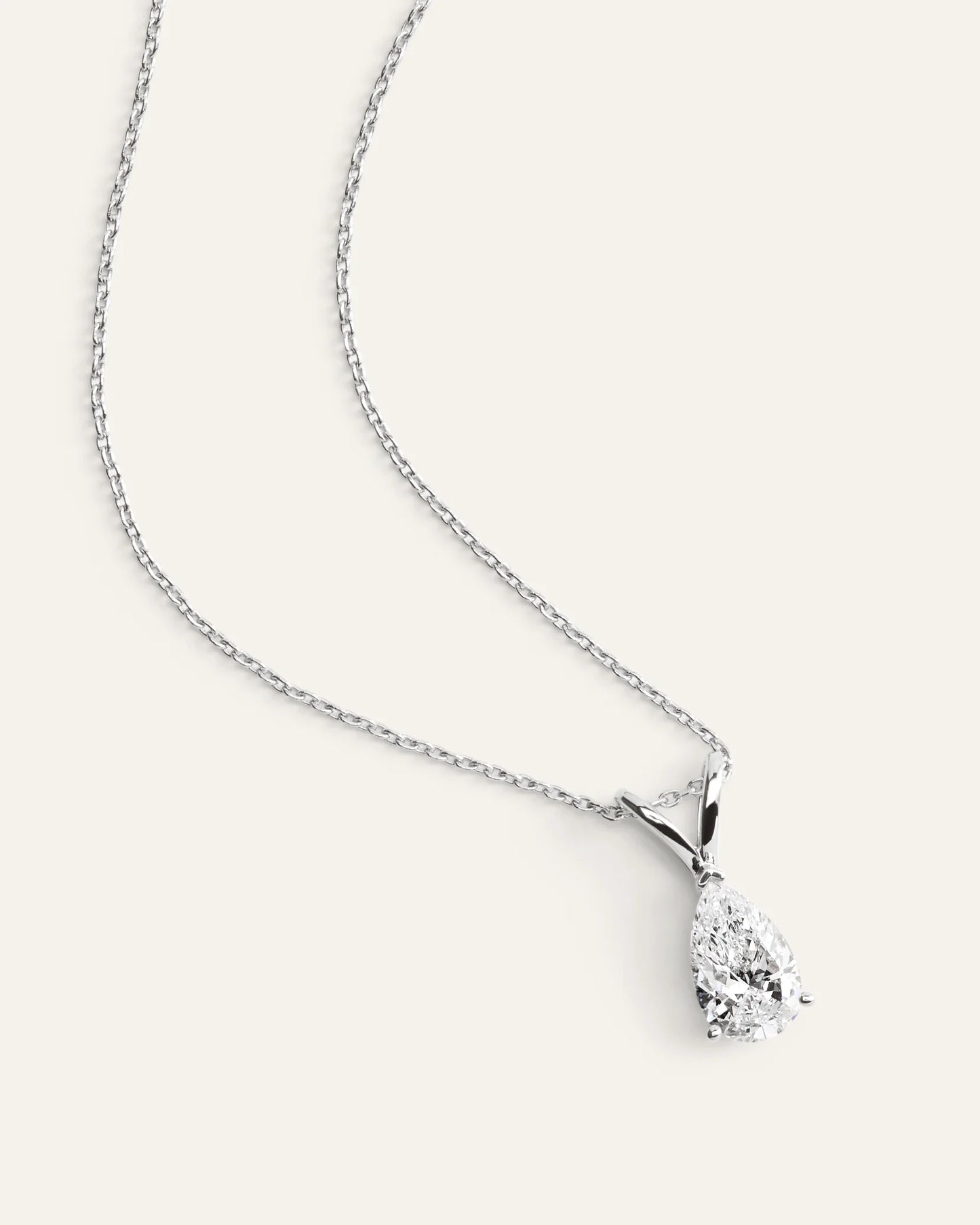 14K Gold Lab Grown Diamond Pear Solitaire Necklace - 1ctw - One Size / Yellow Gold