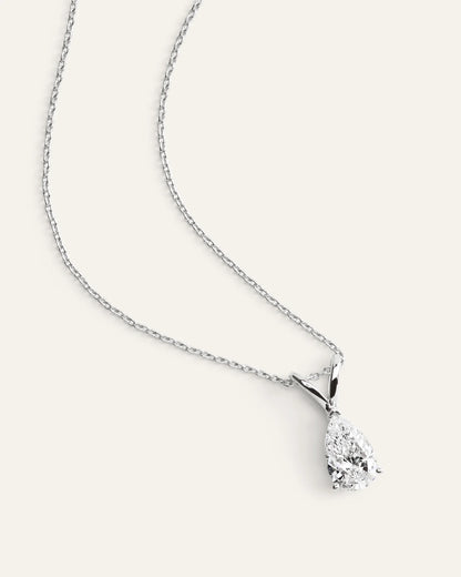 14K Gold Lab Grown Diamond Pear Solitaire Necklace - 1ctw - One Size / Yellow Gold