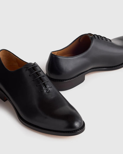 Calfskin Leather Plain Toe Oxford - 7 / Black
