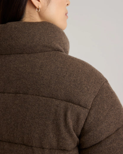 Mongolian Cashmere Puffer Jacket - XS / Brown