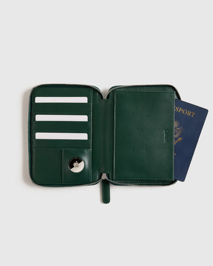 Nappa Leather RFID Zip Travel Wallet - One Size / Black