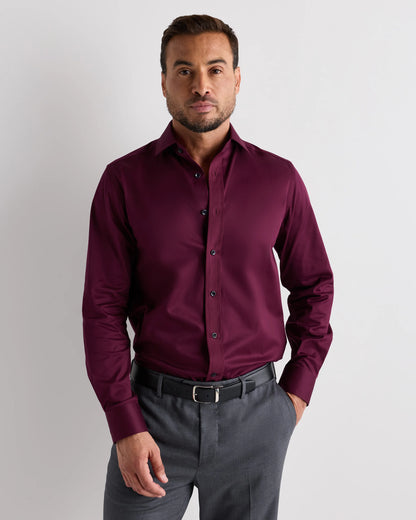Organic Cotton Stretch Twill Dress Shirt - S / Grey Stripe