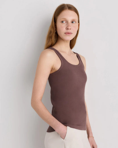 Organic Cotton Micro-Rib Scoop Neck Tank - XS / Moonstone Blue