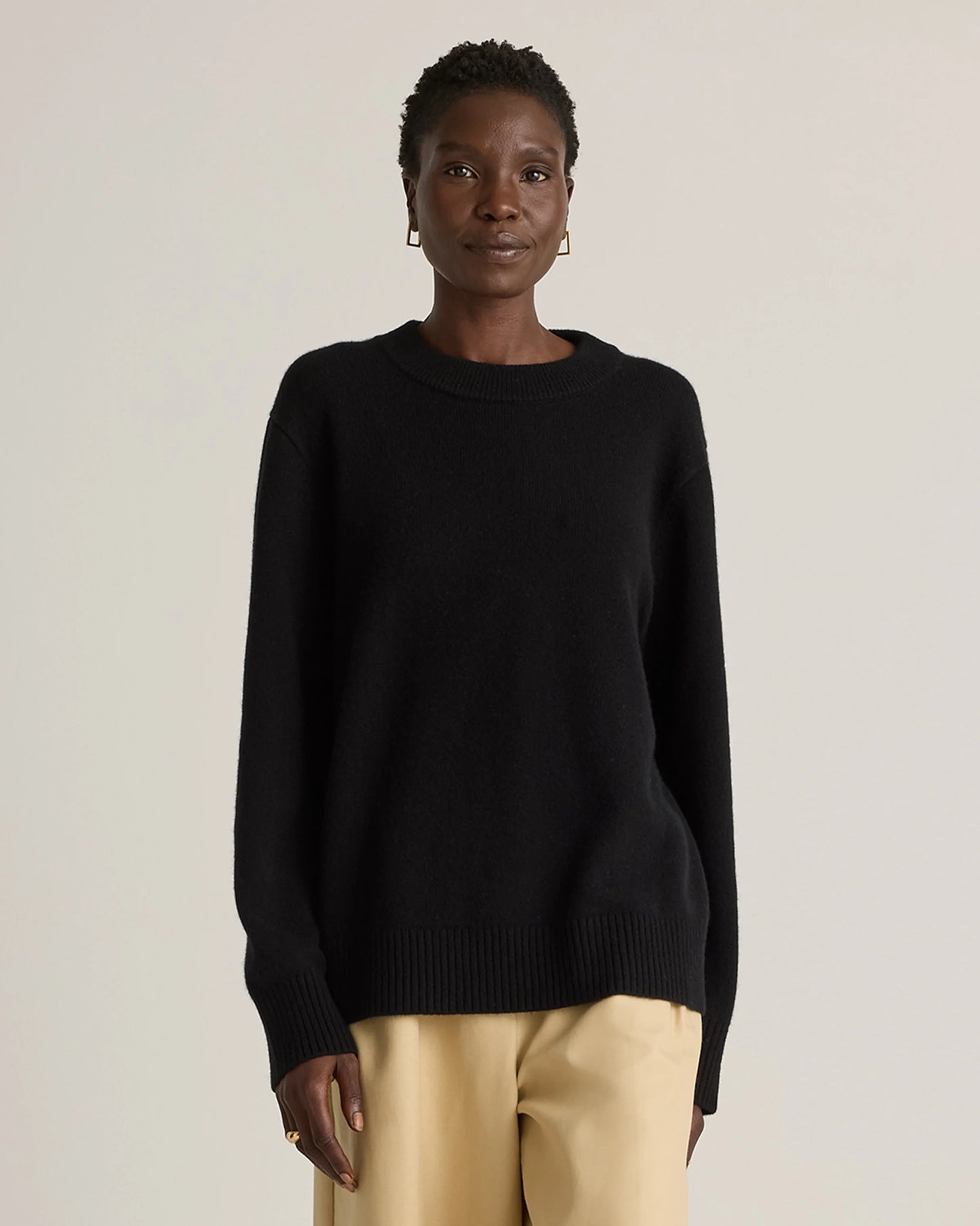 Mongolian Cashmere Oversized Crewneck Sweater - XS / Brown