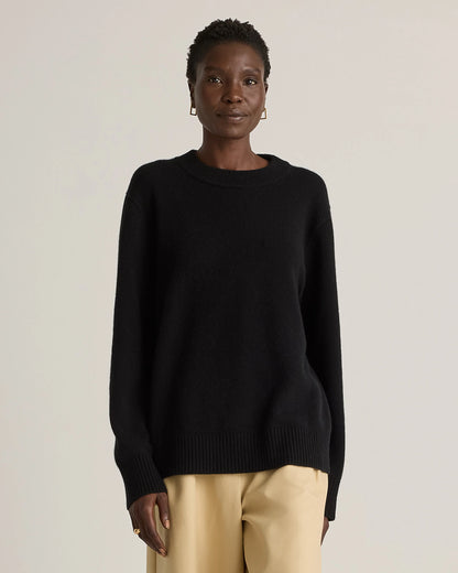 Mongolian Cashmere Oversized Crewneck Sweater - XS / Brown