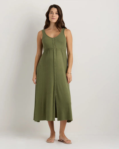 Bamboo Maternity Sleeveless Button Front Dress - XS / Classic White