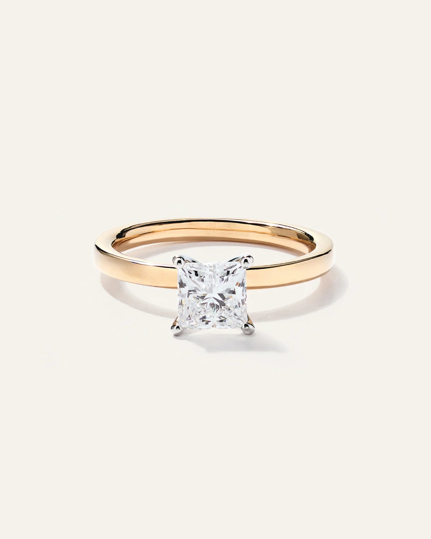 Lab Grown Diamond Princess Comfort Fit Engagement Ring - 1ct - 4 / Yellow Gold