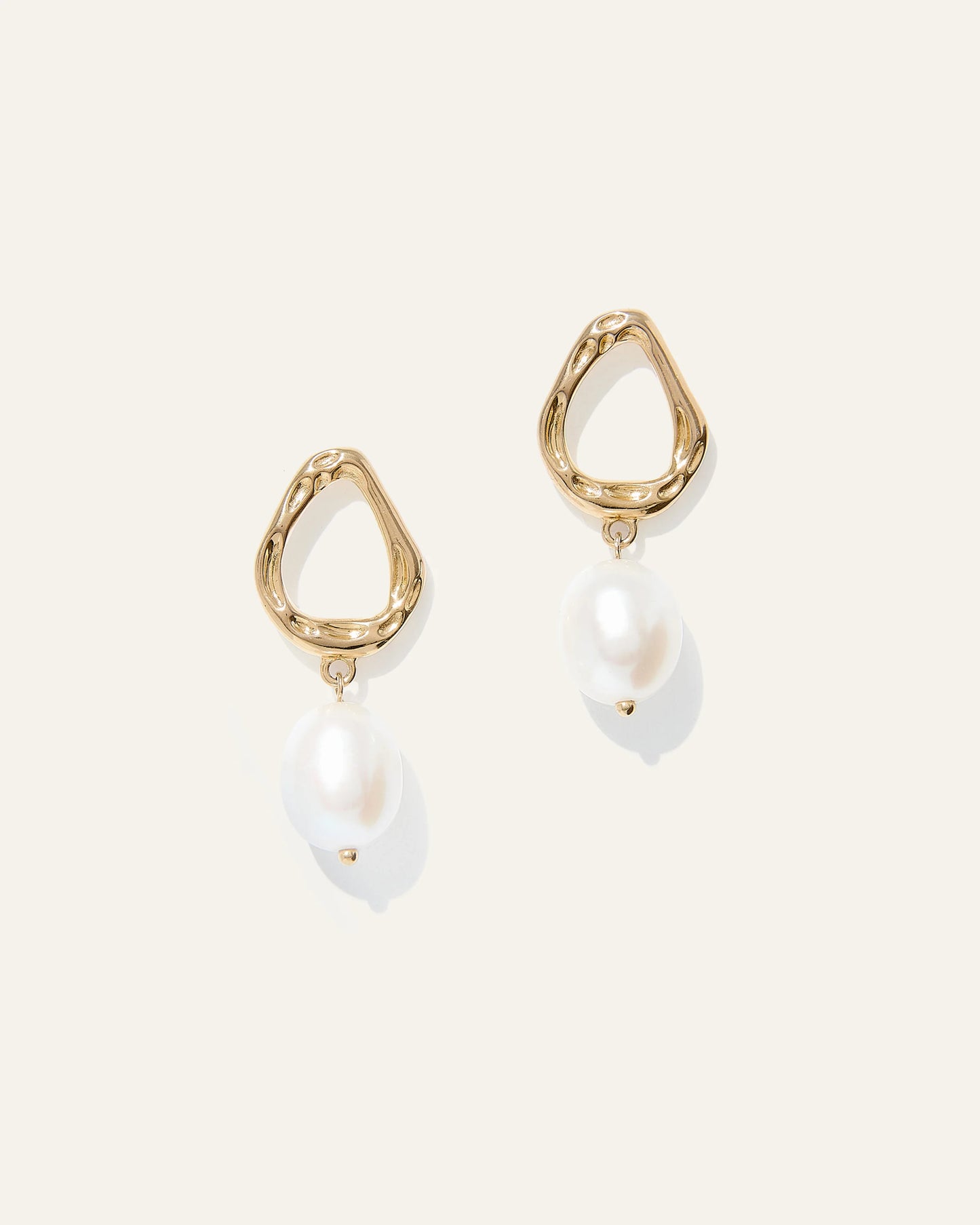 Freshwater Cultured Pearl Sculptural Drop Earrings - One Size / Gold Vermeil