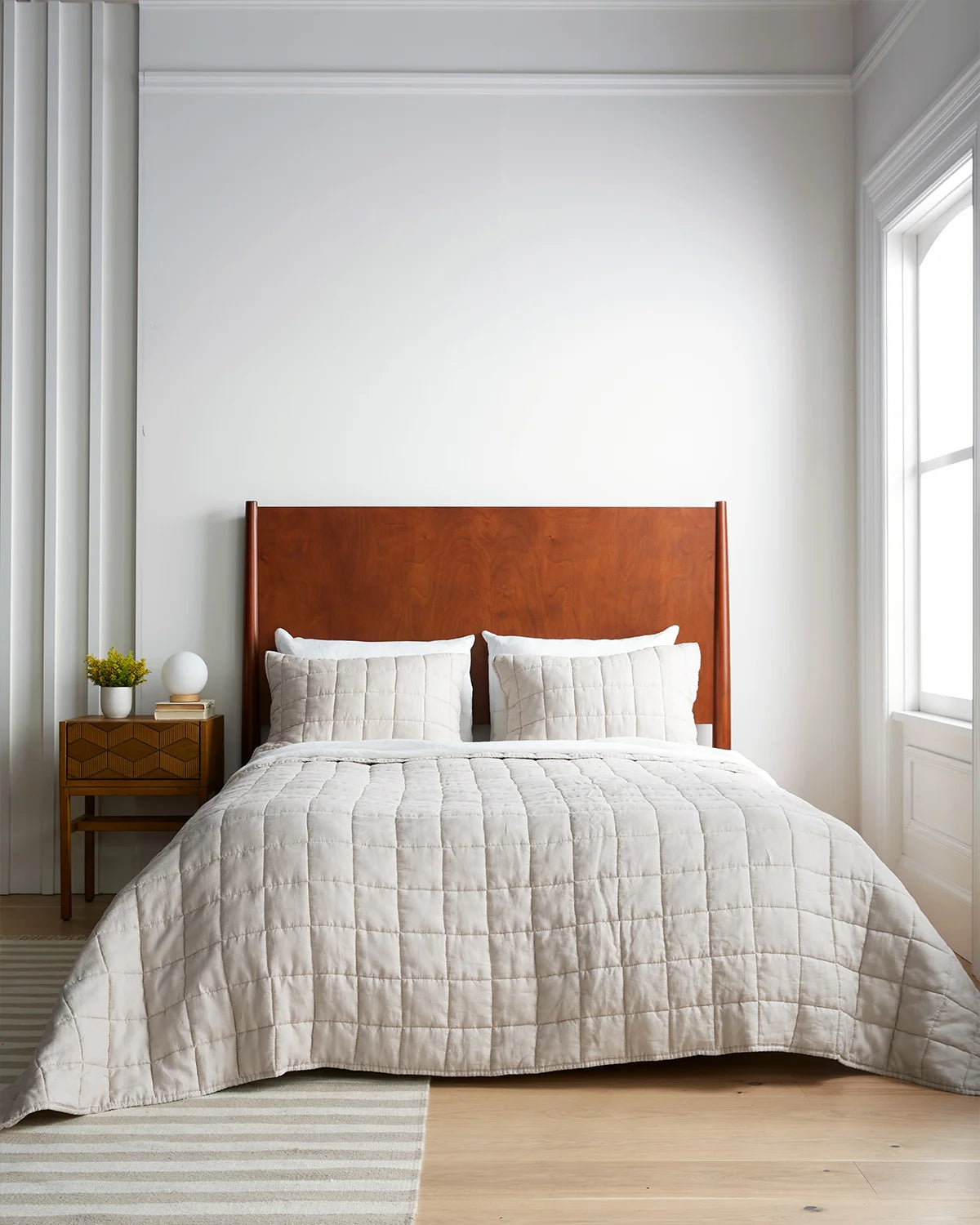 European Linen Box Quilt Set - Twin / Dusty Olive