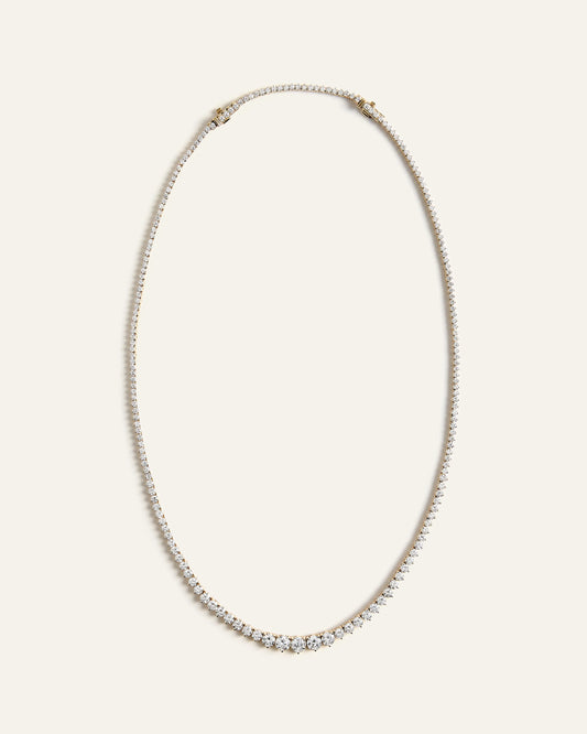 14K Gold Lab Grown Diamond Graduated Tennis Necklace - 10ctw - One Size / Yellow Gold