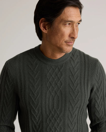 Mongolian Cashmere Cable Crewneck Sweater - S / True Navy