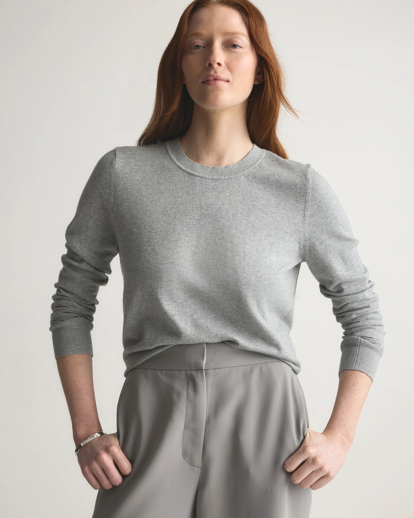 Lightweight Cotton Cashmere Crew Sweater - XS / Mountain Spring Blue