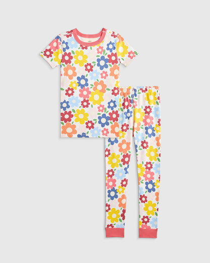 100% Organic Cotton Short Sleeve and Pant Pajama Set - 6 / Planets
