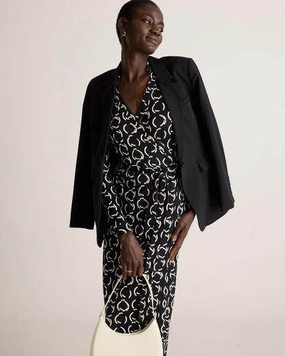 100% Silk Jersey Midi Wrap Dress - XS / Crimson Prism