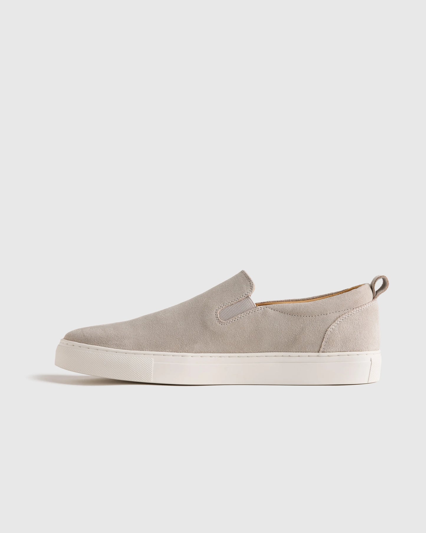 Italian Calfskin Suede Slip-On Sneaker - 7 / Bone
