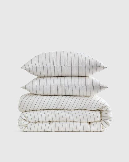European Linen Duvet Cover Set - Twin / Peach