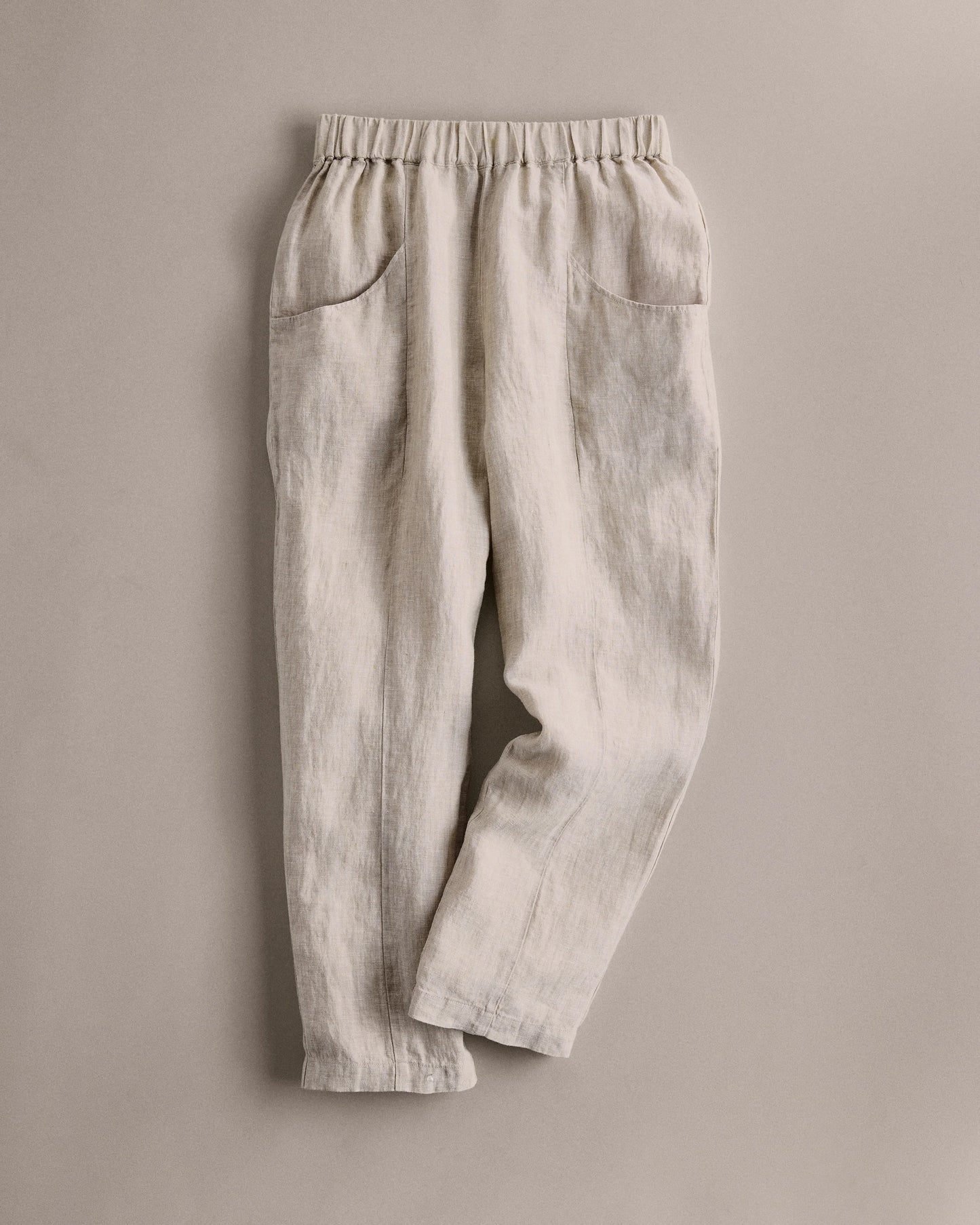 100% European Linen Tapered Ankle Pants - XS / Blue Pinstripe