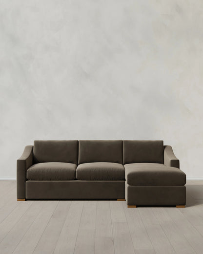 Hollis Slope Arm Chaise Sectional in Performance Velvet - 104" Right Arm / Spruce