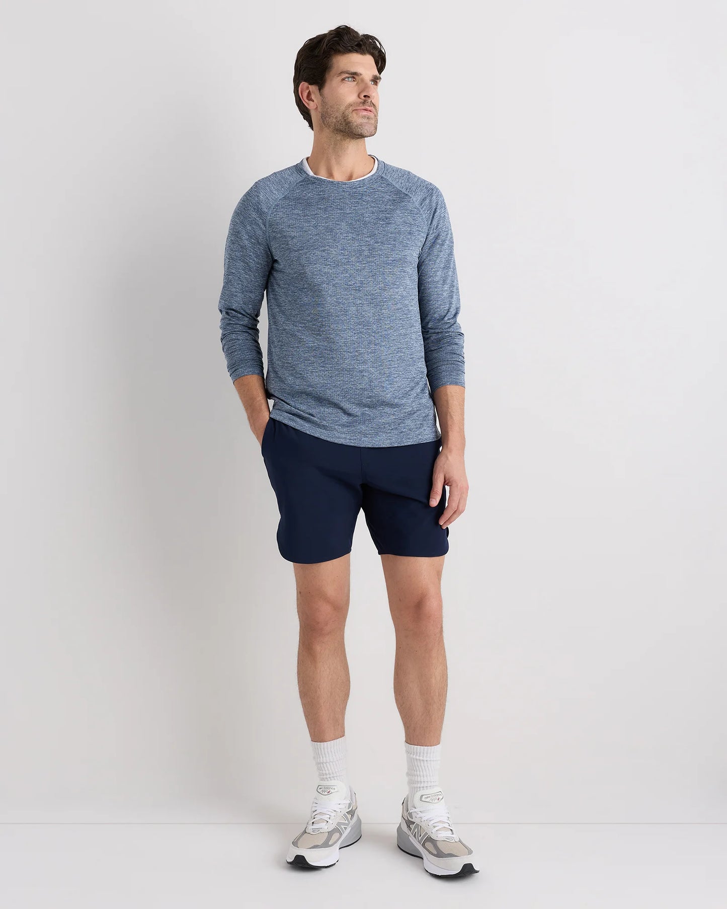 Mesh Performance Training Long Sleeve Tee - S / Heather Navy