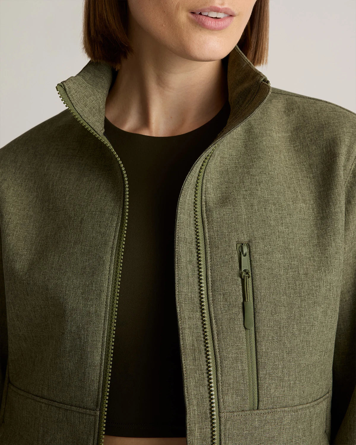 Softshell Fleece-Lined Full-Zip Jacket - XS / Heather Deep Navy