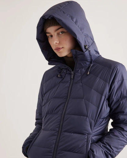 Lightweight Down Packable Puffer Hooded Jacket - XS / Navy