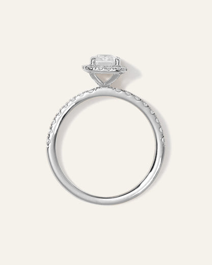 Lab Grown Diamond Emerald Halo Pave Engagement Ring - 1ct - 4 / Yellow Gold