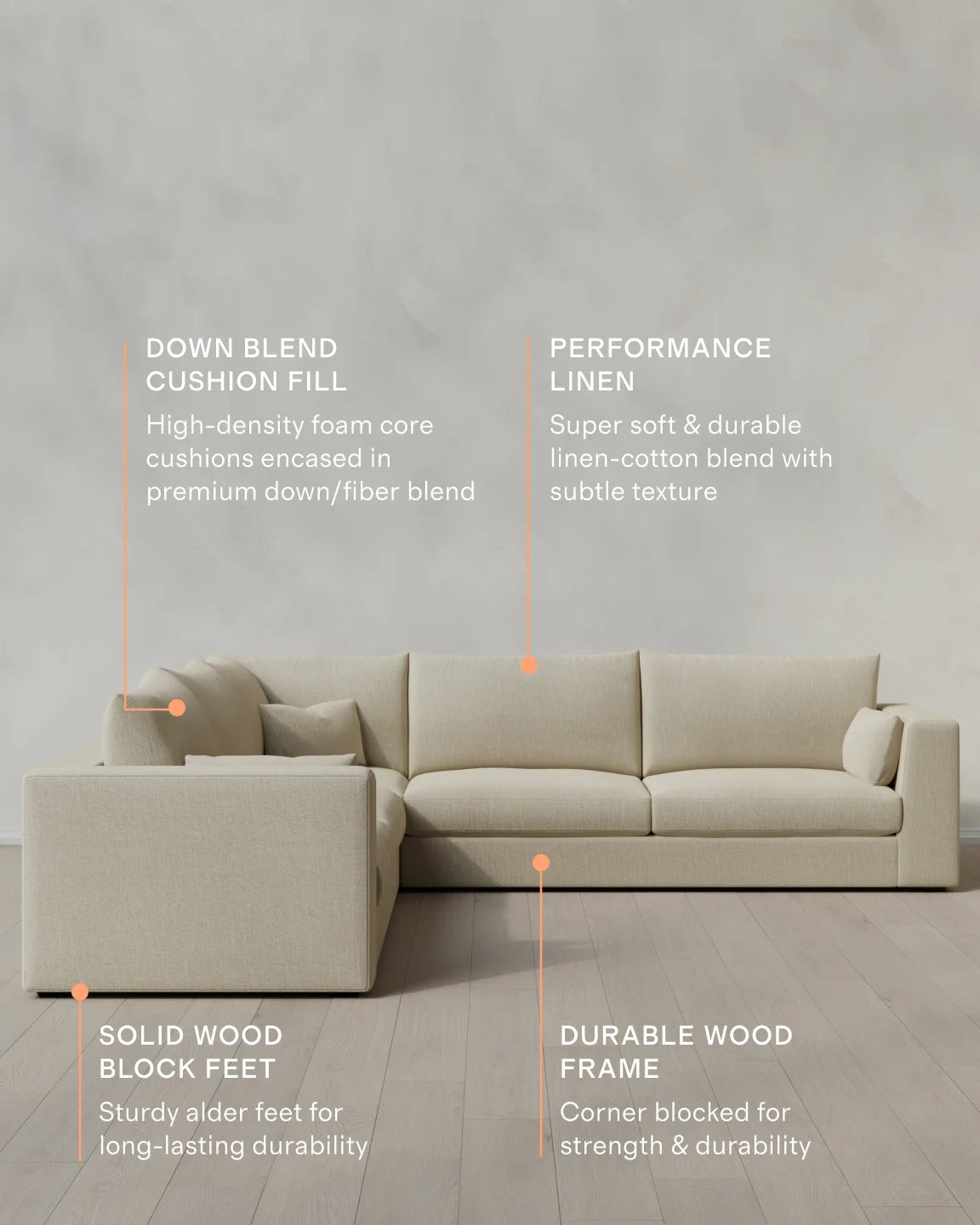 Oasis L Sectional in Performance Linen - One Size / Onyx