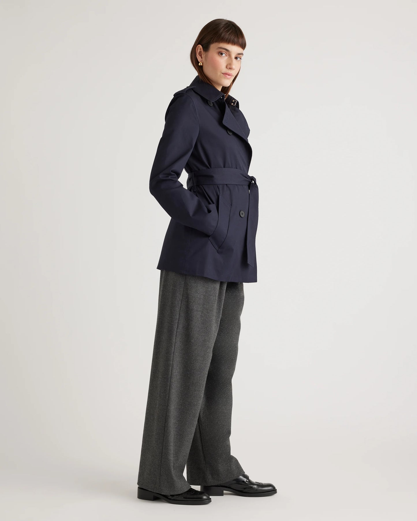 Comfort Stretch Short Trench Coat - XS / Coffee Bean Brown
