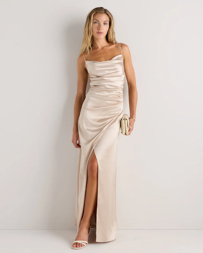 Juliette Stretch Satin Dress - 0 / Garden Sage Green