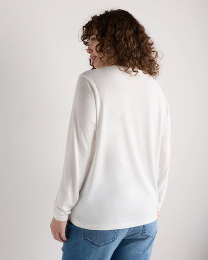 Cotton Modal Long Sleeve Tee - 1X / Black
