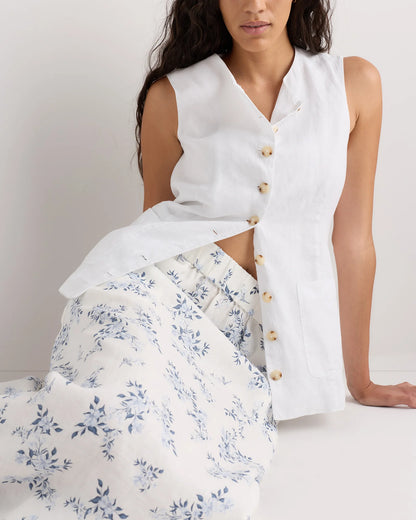 100% European Linen Maxi Skirt - XS / Classic Mini Gingham
