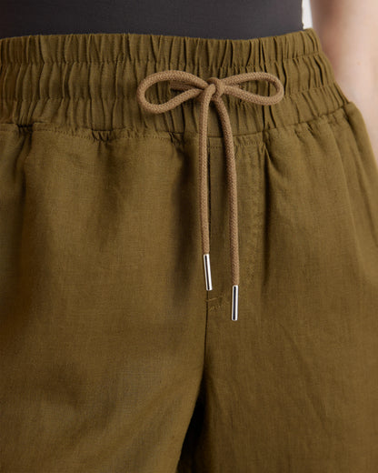 100% European Linen Wide Leg Pants - XS / Flax