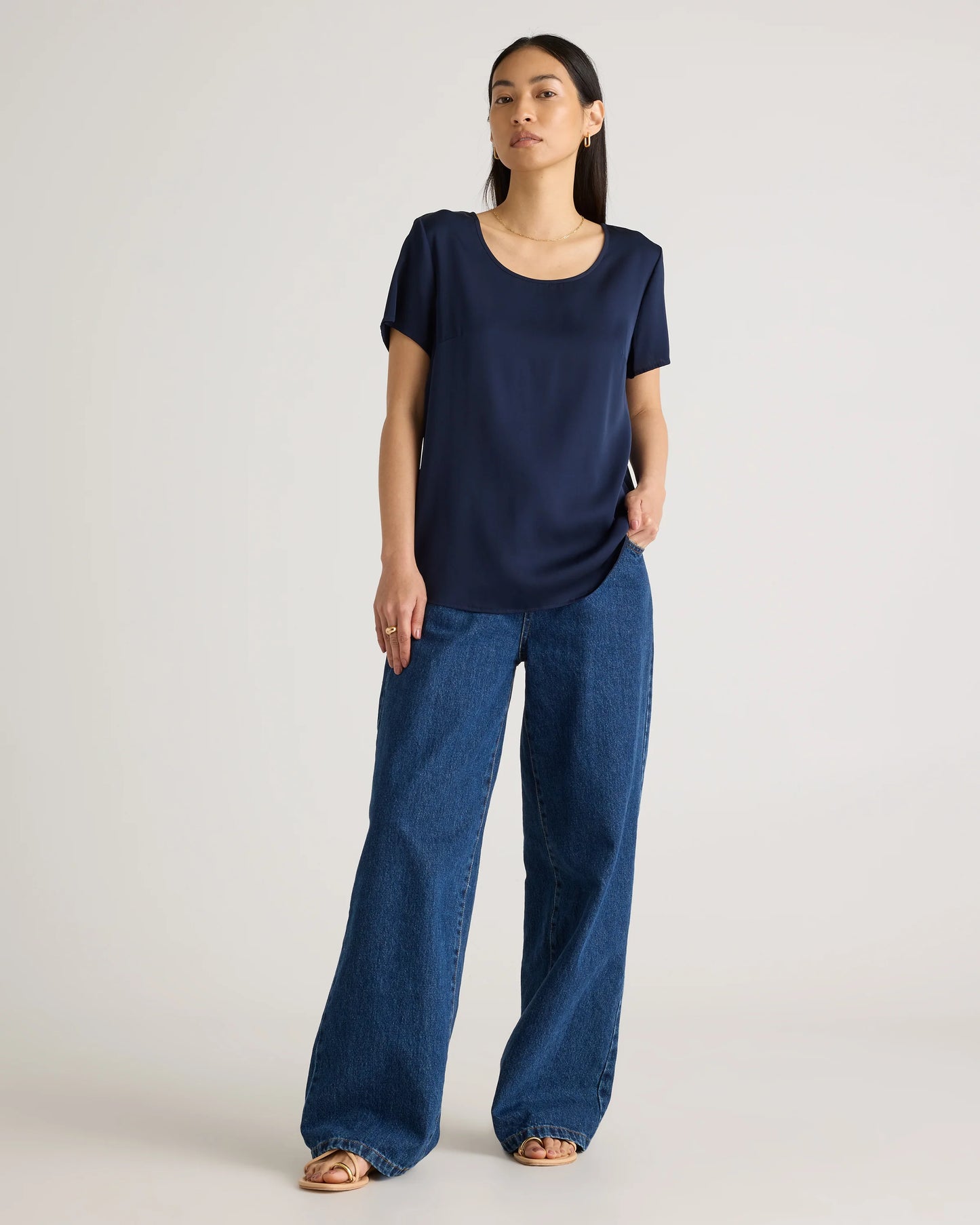 Washable Stretch Silk Tee - XS / Deep Orchid Purple