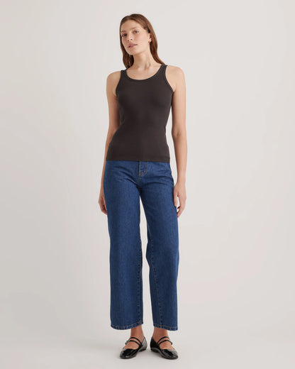 Organic Cotton Micro-Rib Scoop Neck Tank - XS / Moonstone Blue