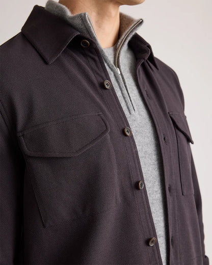 Cotton Pique Knit Overshirt - XS / Heather Charcoal