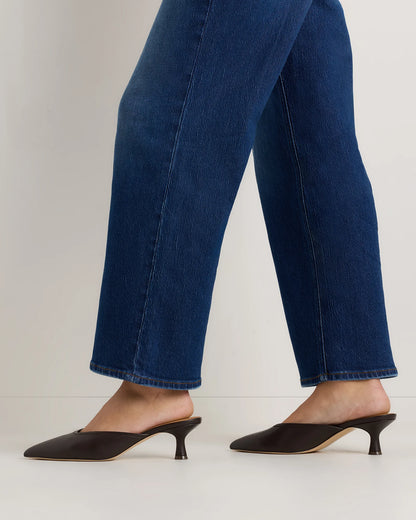 Italian Leather 55mm Kitten Heel Mule - 5 / Black