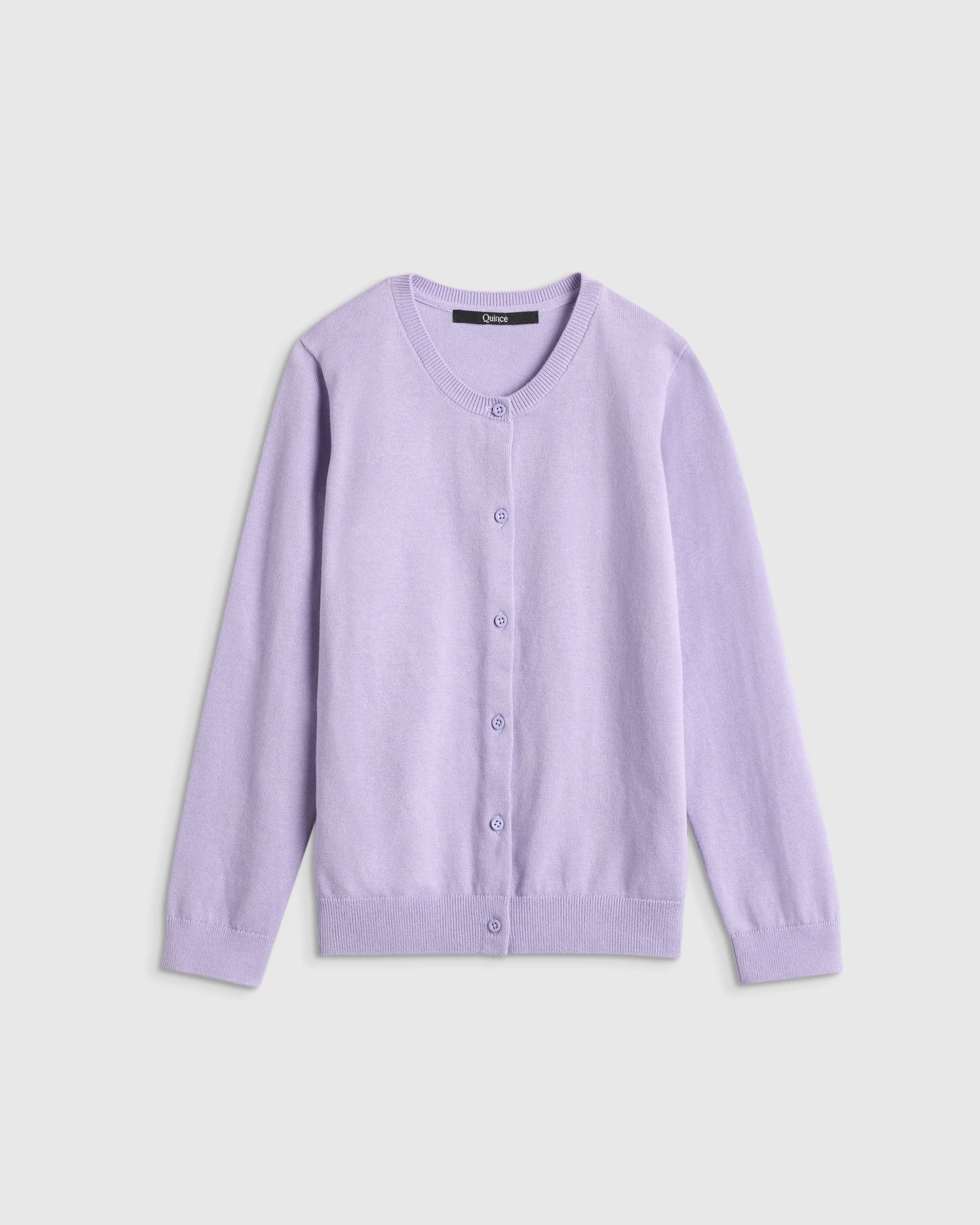 100% Organic Cotton Crewneck Cardigan - 6 / Ivory