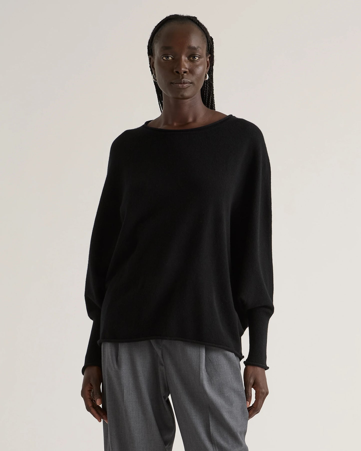 Mongolian Cashmere Batwing Sweater - S/M / Black