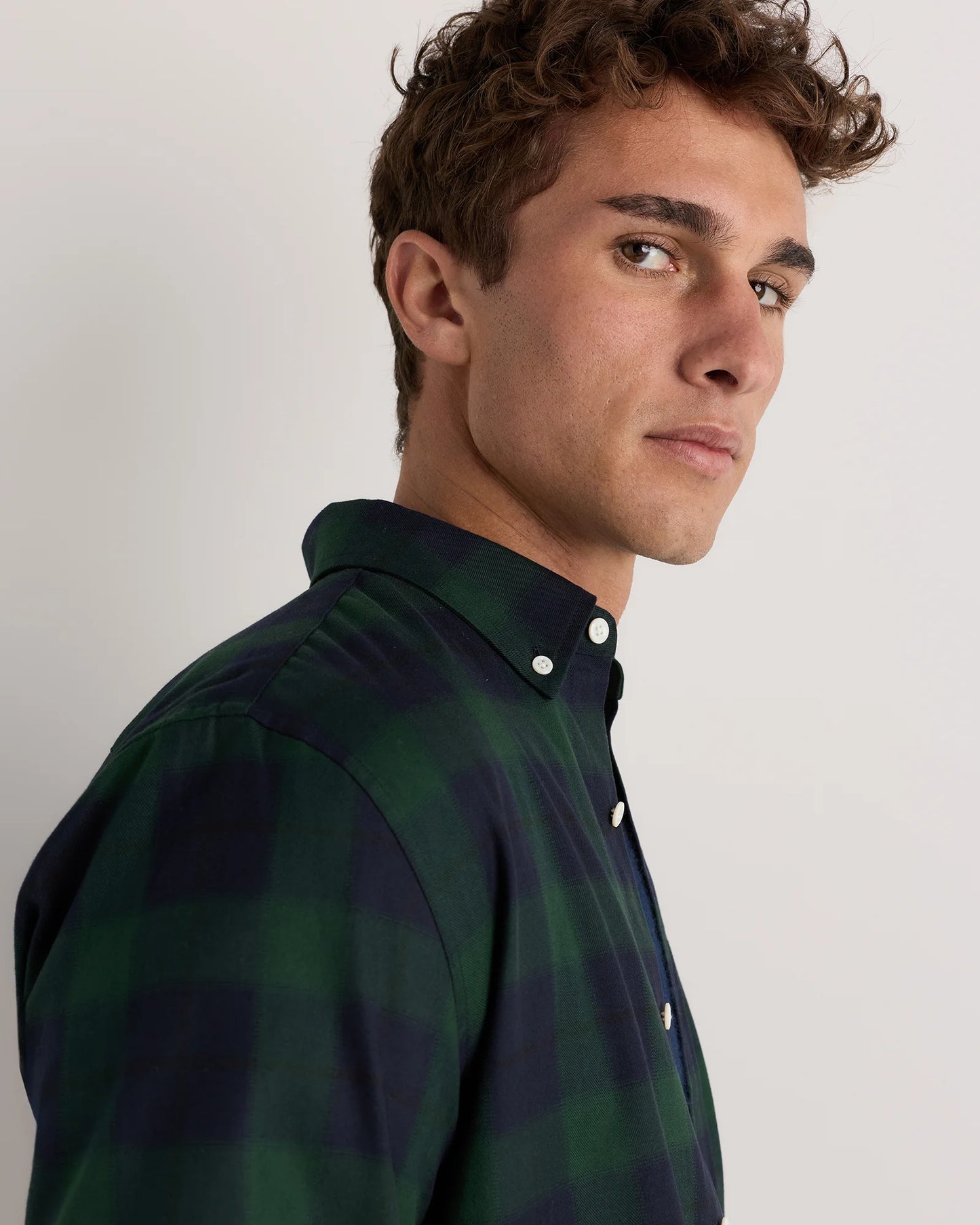 100% Organic Cotton Brushed Flannel Shirt - S / Red/Navy