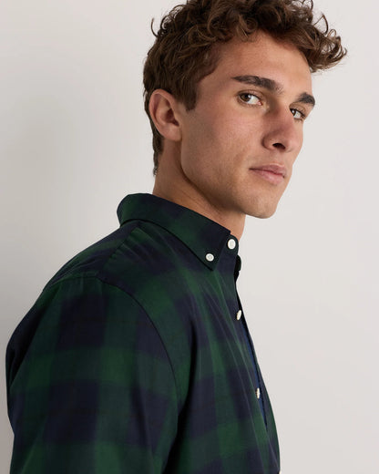 100% Organic Cotton Brushed Flannel Shirt - S / Red/Navy