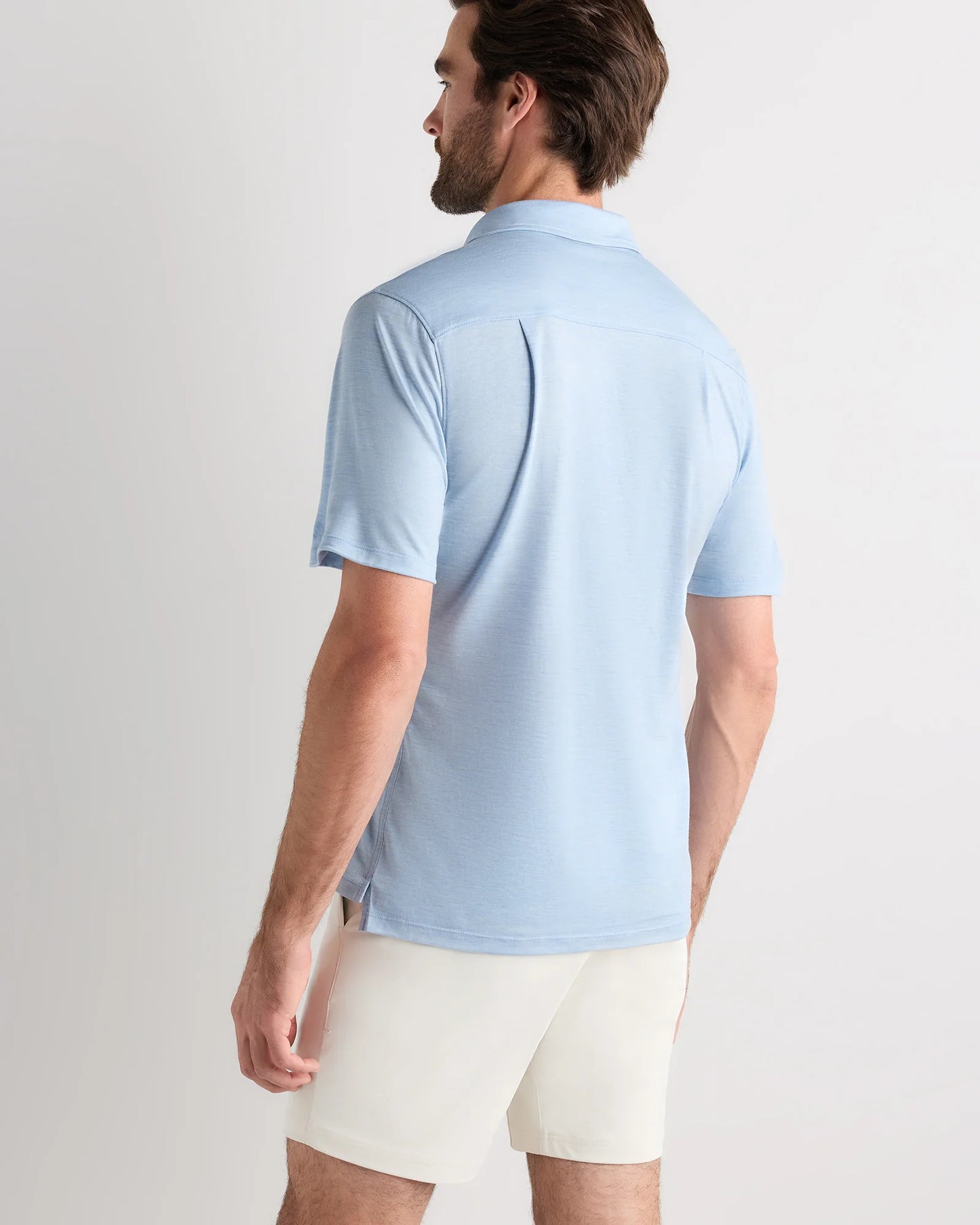 Extra-Fine Australian Merino Polo - XS / Light Blue Heather