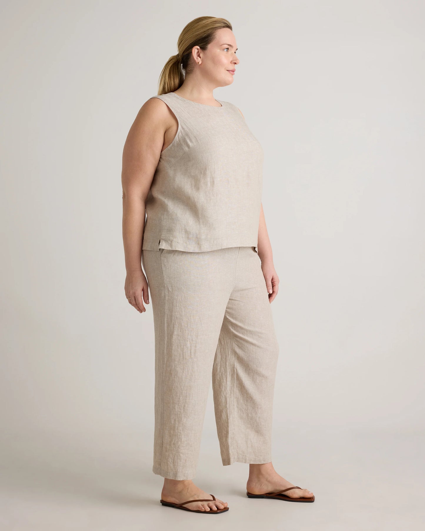 100% European Linen Tank - 1X / White