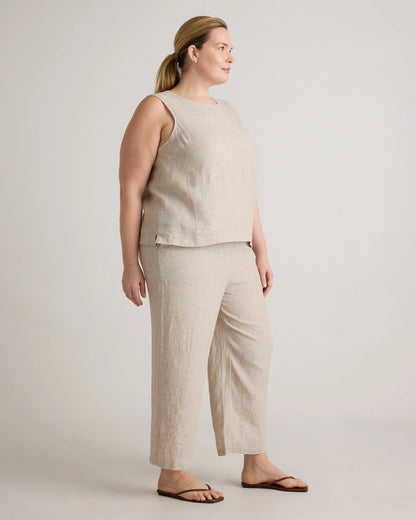 100% European Linen Tank - 1X / White